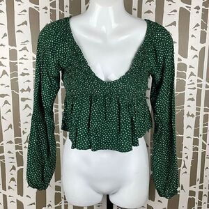 L.A. Hearts Ditsy Floral Cropped Smocked Top XS